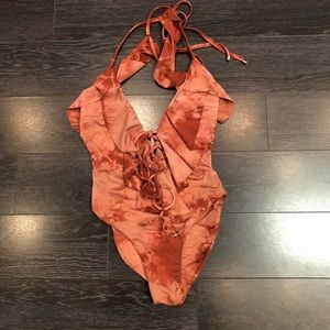 Blue Life Ruffled Romance Tie Dye One Piece